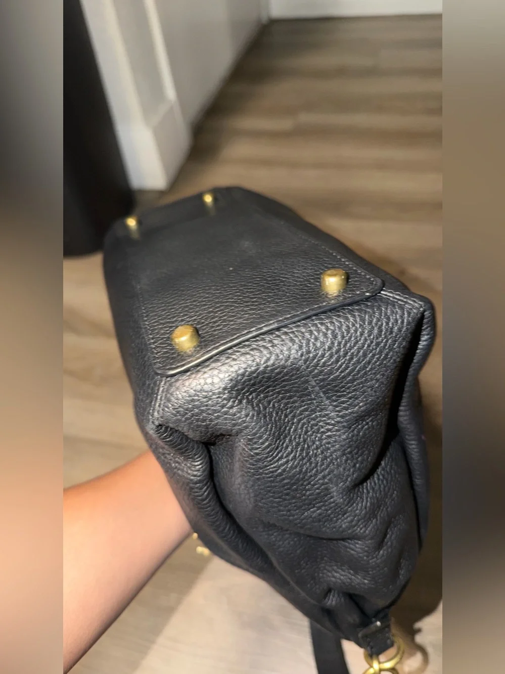 Coach Black Leather Shoulder Hobo with Gold Hardware